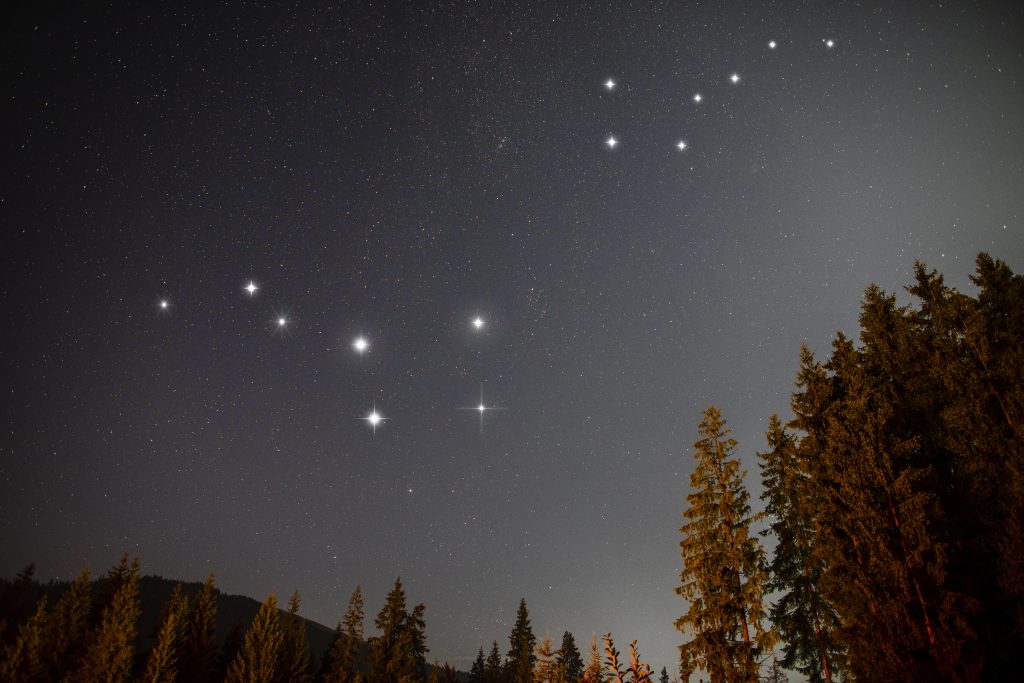 Konstelacje gwiazd zaobserwowane na rozgwieżdżonym niebie